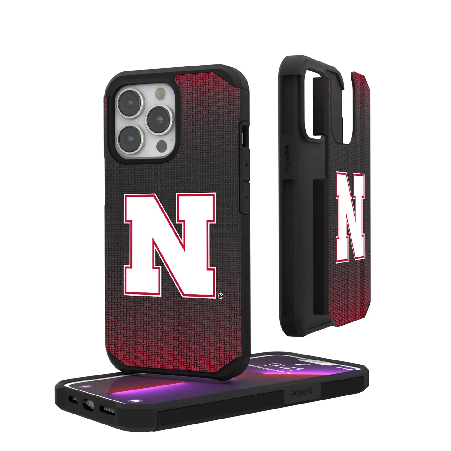 University of Nebraska Huskers Block N Linen Rugged Phone Case for Apple iPhone