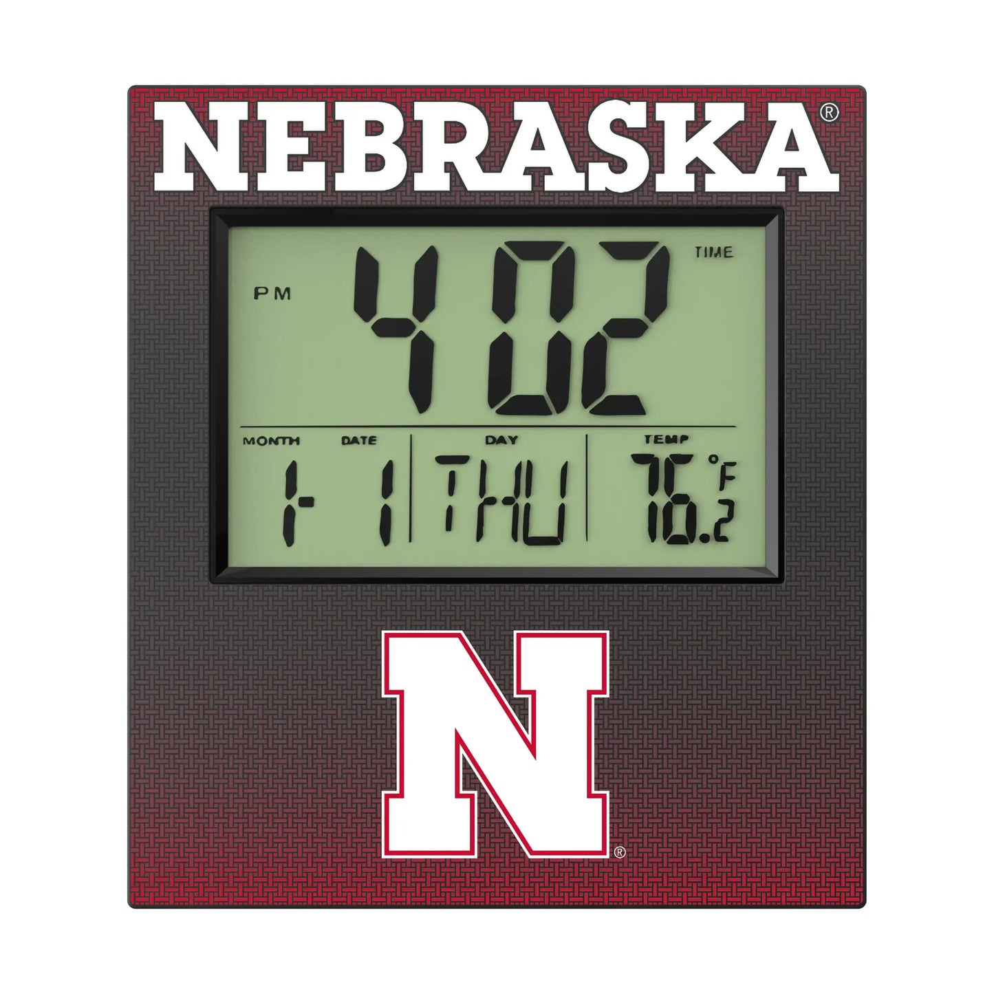 University of Nebraska Huskers Block N Linen Wall Clock