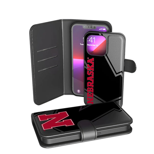 University of Nebraska Huskers Block N Monocolor Tilt Wallet Phone Case for Apple iPhone
