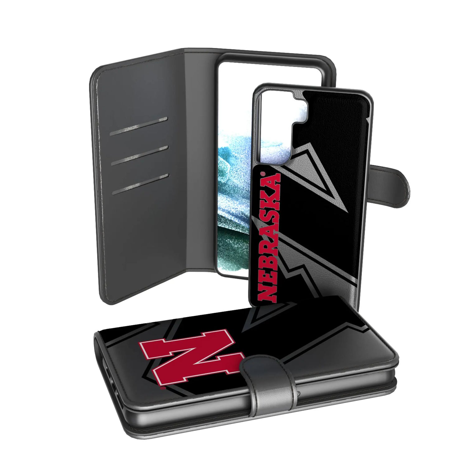 University of Nebraska Huskers Block N Monocolor Tilt Wallet Phone Case for Apple iPhone