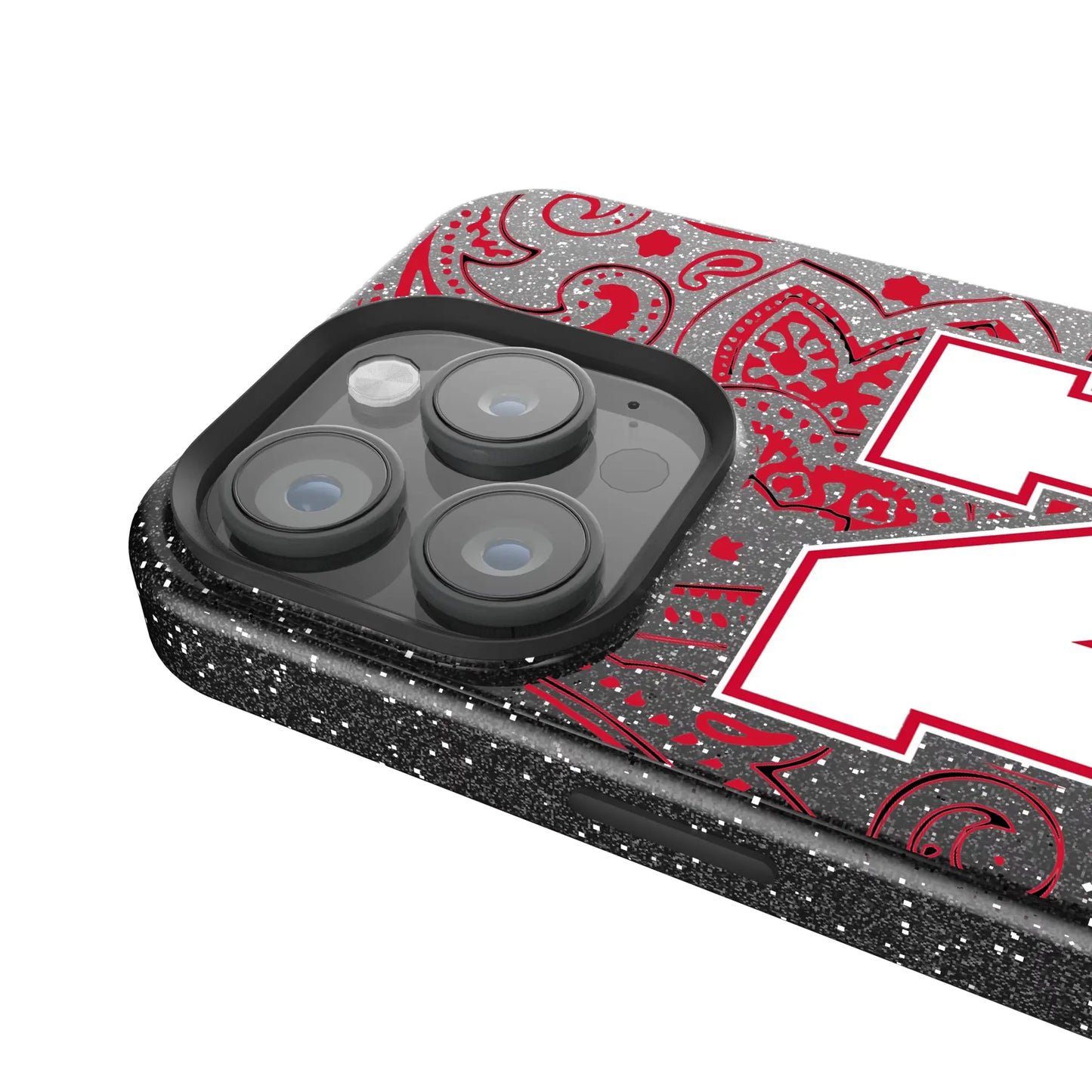 University of Nebraska Huskers Block N Paisley Black Bling Phone Case for Apple iPhone