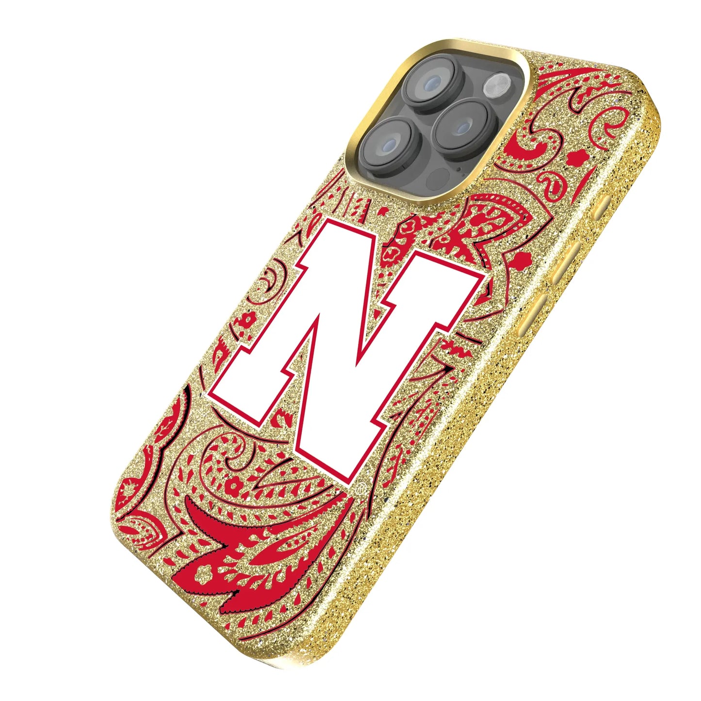 University of Nebraska Huskers Block N Paisley Bling Phone Case for Apple iPhone