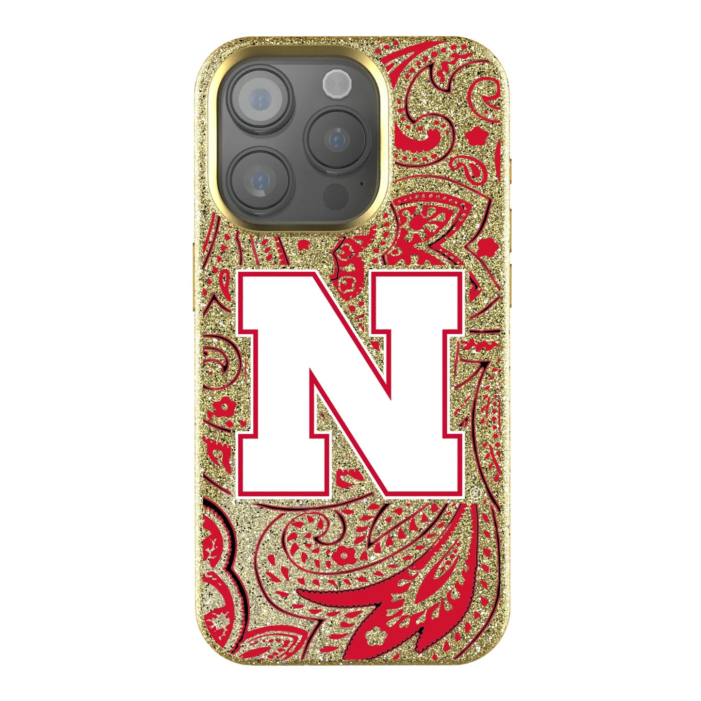 University of Nebraska Huskers Block N Paisley Bling Phone Case for Apple iPhone