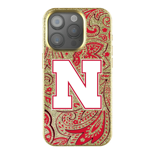 University of Nebraska Huskers Block N Paisley Bling Phone Case for Apple iPhone