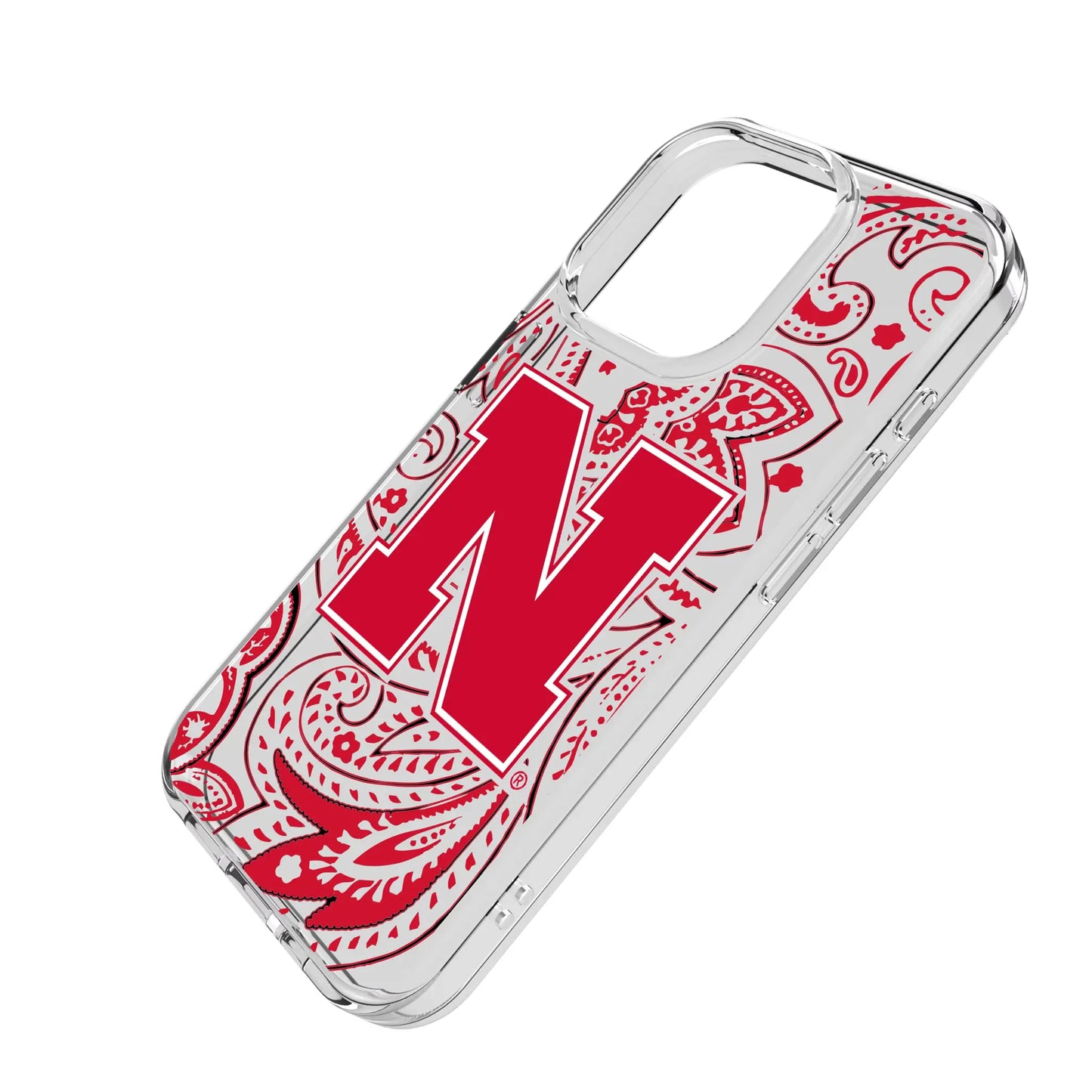 University of Nebraska Huskers Block N Paisley Clear Phone Case for Apple iPhone