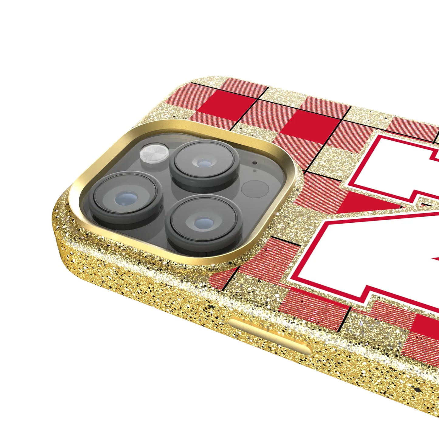 University of Nebraska Huskers Block N Plaid Bling Phone Case for Apple iPhone