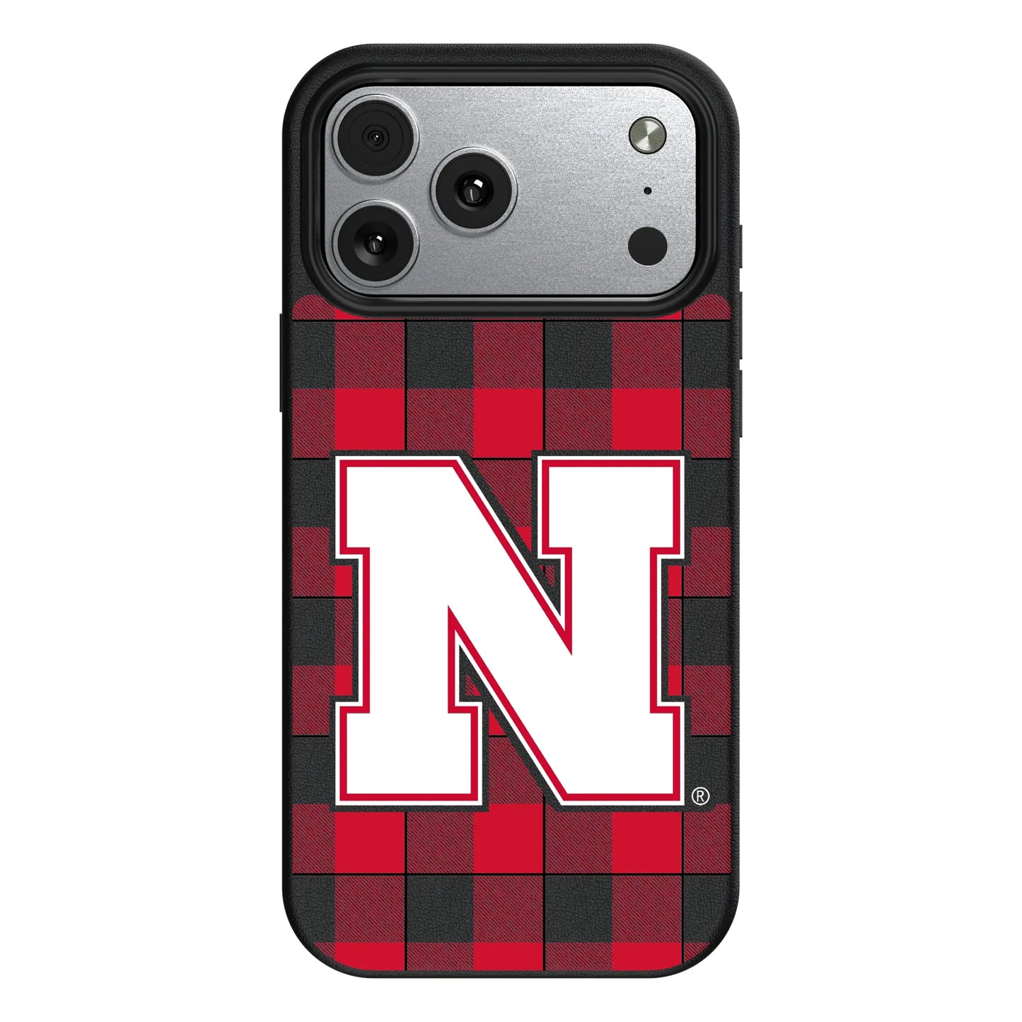 University of Nebraska Huskers Block N Plaid MagSafe Compatible Phone Case for Apple iPhone