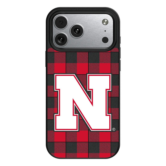 University of Nebraska Huskers Block N Plaid MagSafe Compatible Phone Case for Apple iPhone