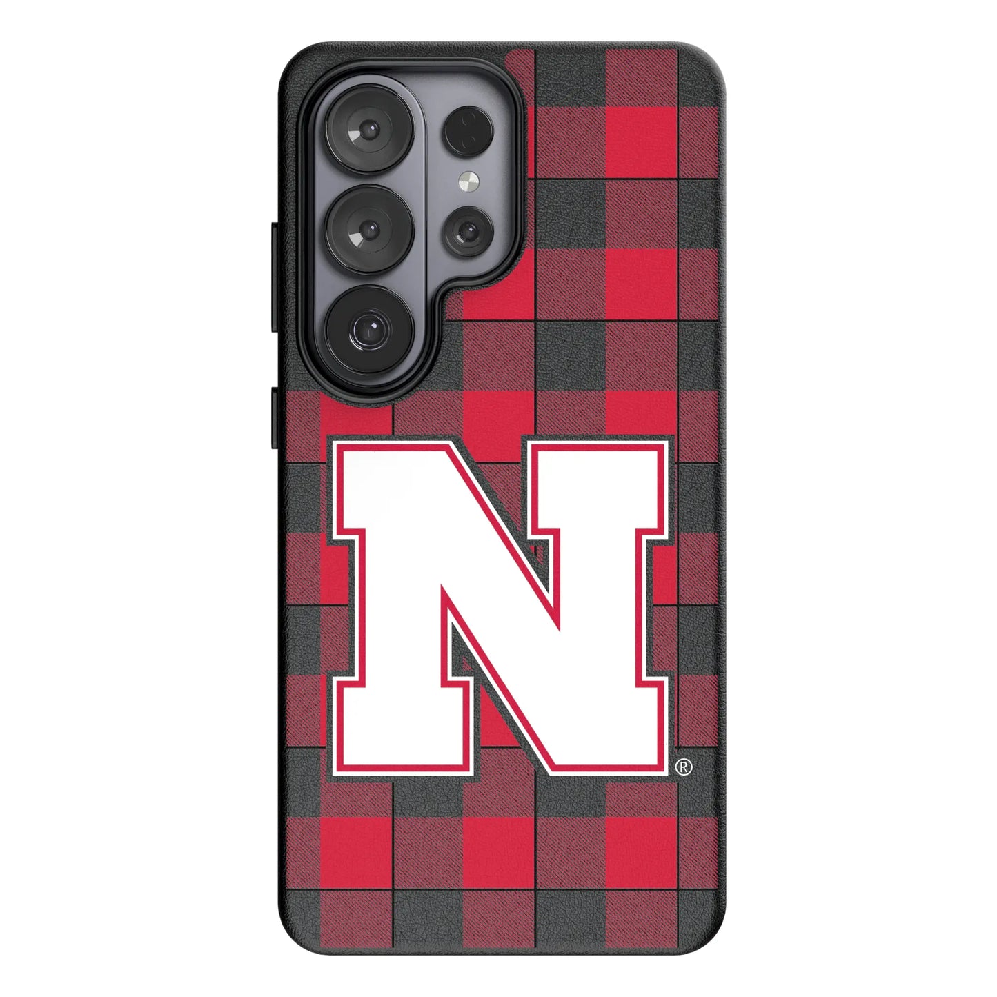 University of Nebraska Huskers Block N Plaid MagSafe Compatible Phone Case for Samsung Galaxy