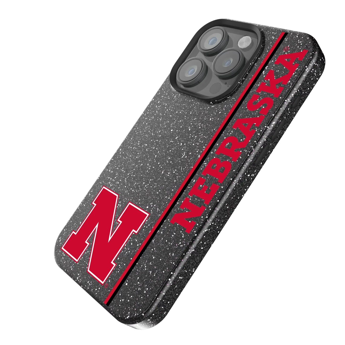 University of Nebraska Huskers Block N Sidebar Black Bling Phone Case for Apple iPhone