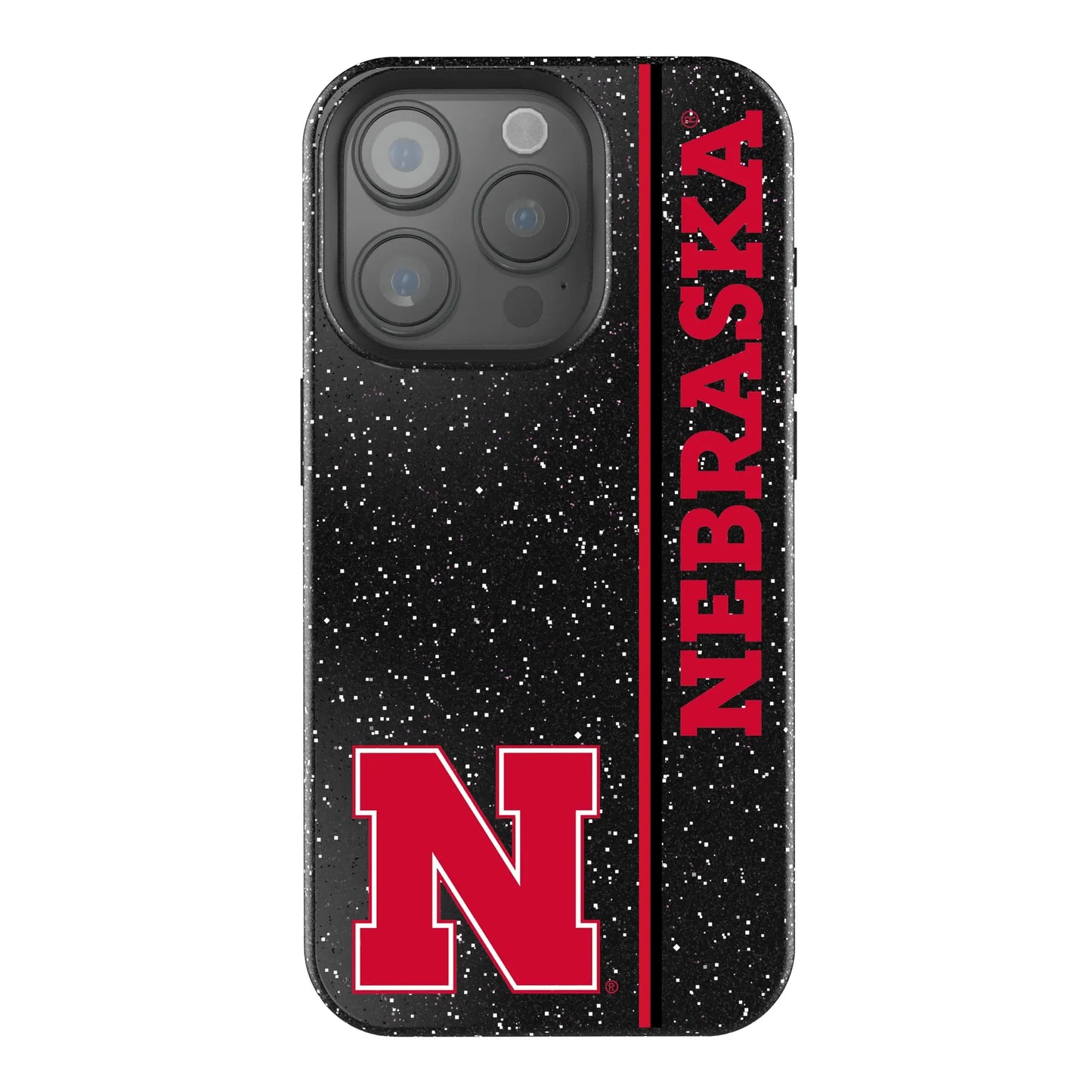 University of Nebraska Huskers Block N Sidebar Black Bling Phone Case for Apple iPhone