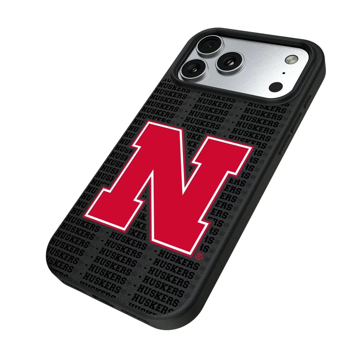 University of Nebraska Huskers Block N Text Backdrop MagSafe Compatible Phone Case for Apple iPhone
