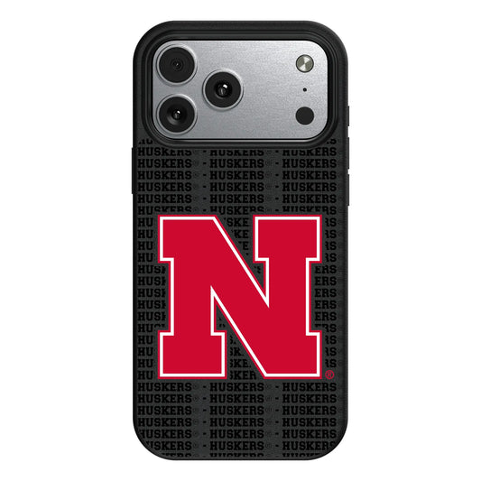 University of Nebraska Huskers Block N Text Backdrop MagSafe Compatible Phone Case for Apple iPhone