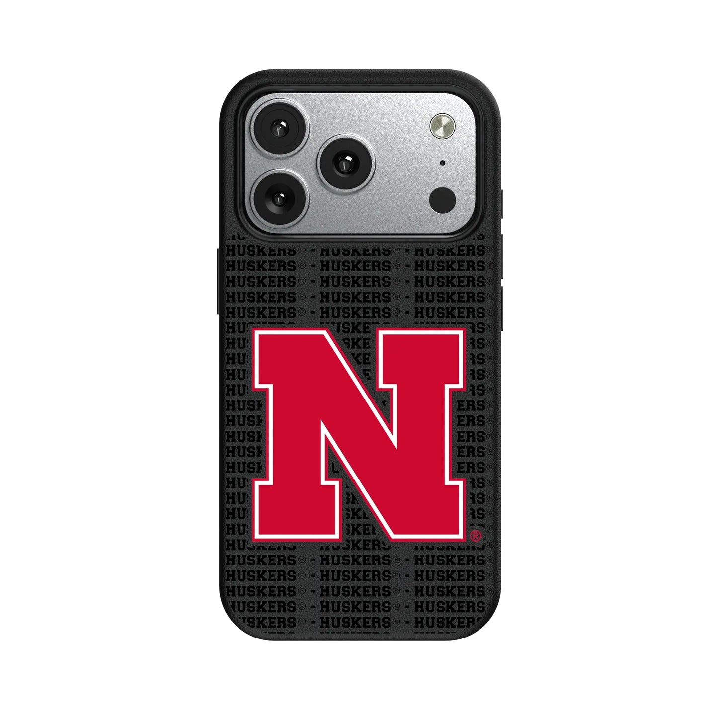 University of Nebraska Huskers Block N Text Backdrop MagSafe Compatible Phone Case for Apple iPhone