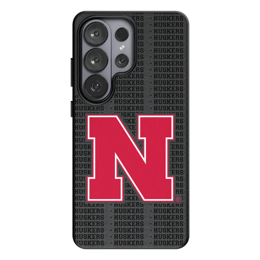 University of Nebraska Huskers Block N Text Backdrop MagSafe Compatible Phone Case for Samsung Galaxy
