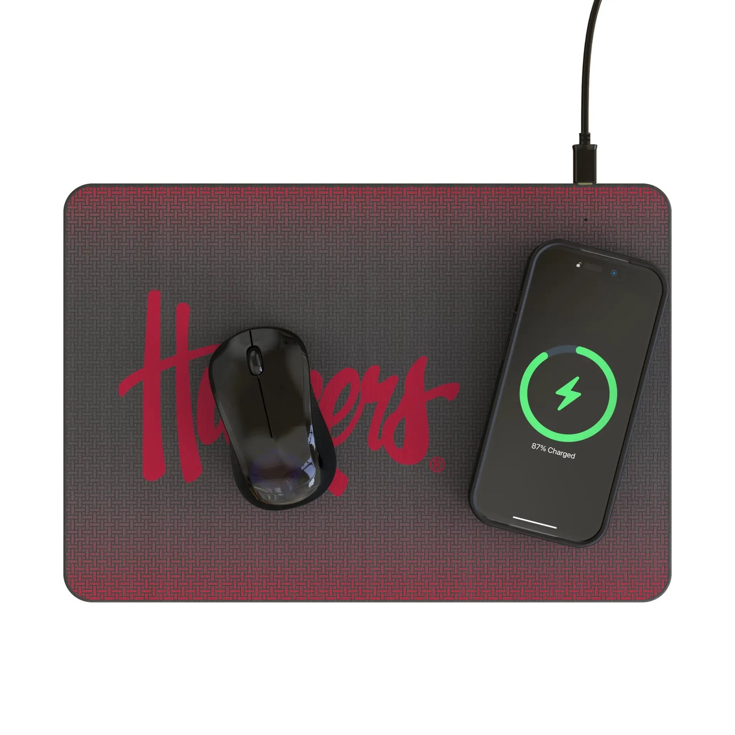 University of Nebraska Huskers Linen 15-Watt Wireless Charger and Mouse Pad