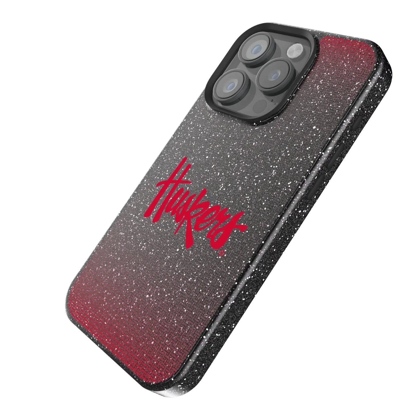 University of Nebraska Huskers Linen Black Bling Phone Case for Apple iPhone