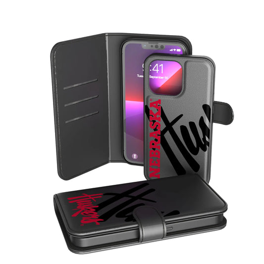 University of Nebraska Huskers Monocolor Tilt Wallet Phone Case for Apple iPhone