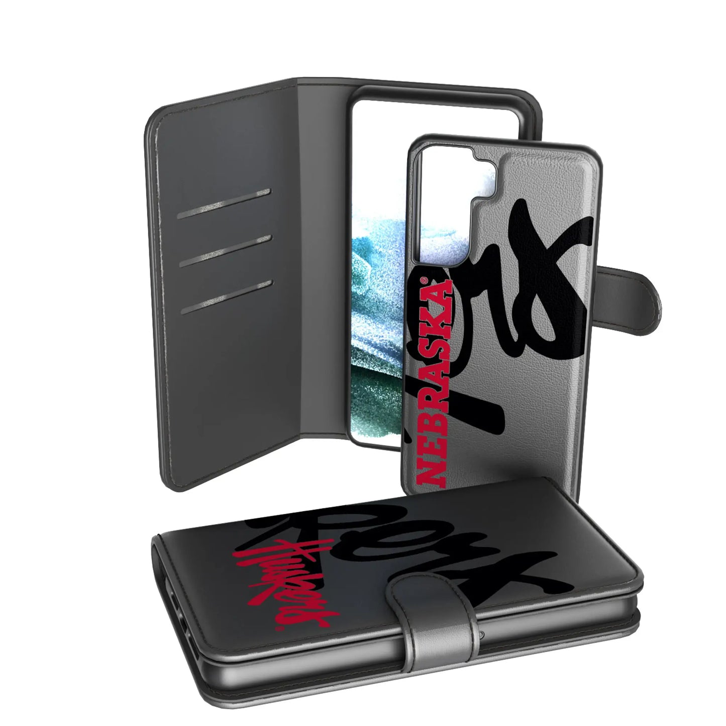 University of Nebraska Huskers Monocolor Tilt Wallet Phone Case for Apple iPhone