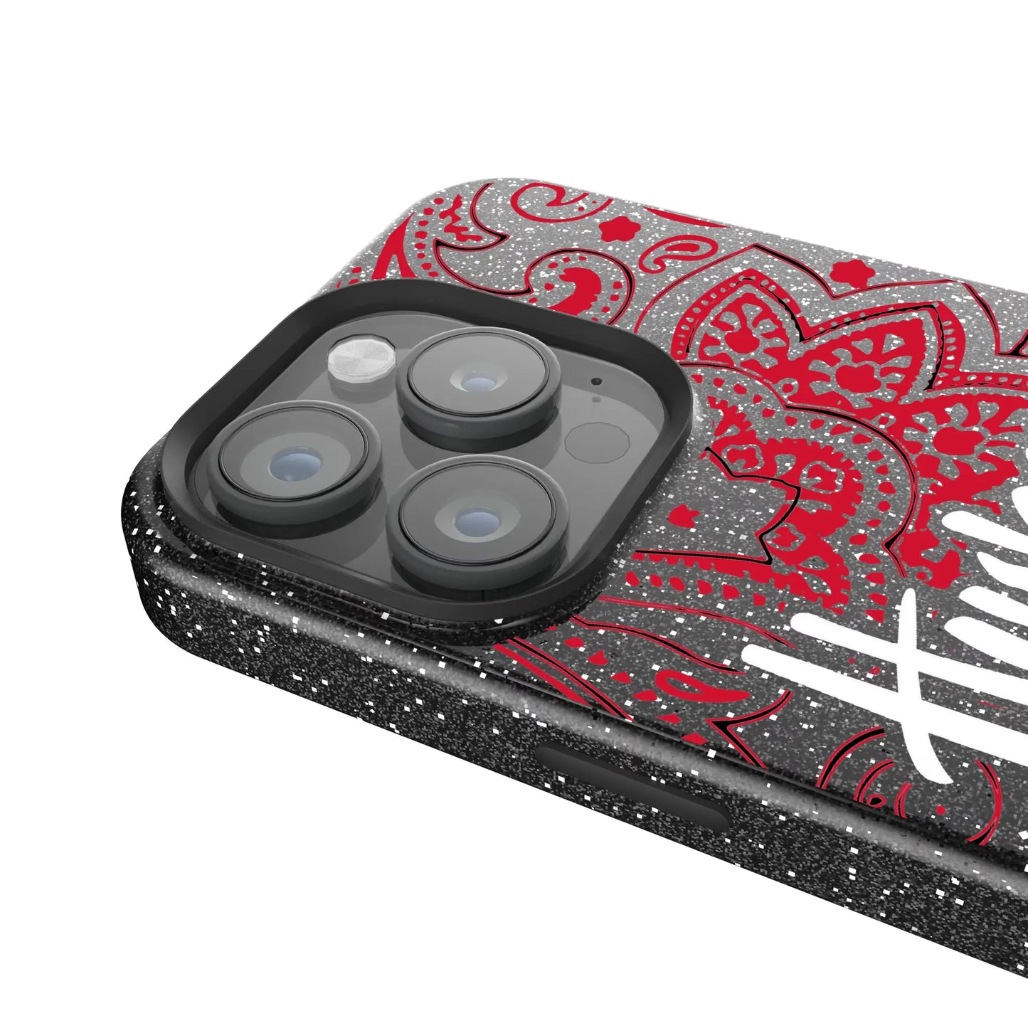 University of Nebraska Huskers Paisley Black Bling Phone Case for Apple iPhone