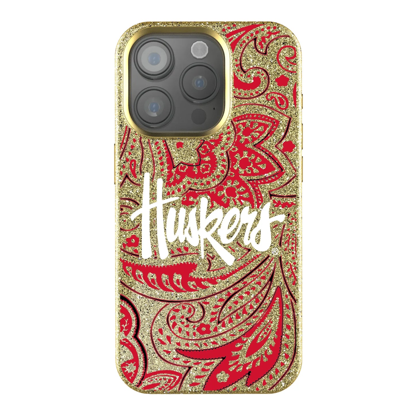 University of Nebraska Huskers Paisley Bling Phone Case for Apple iPhone