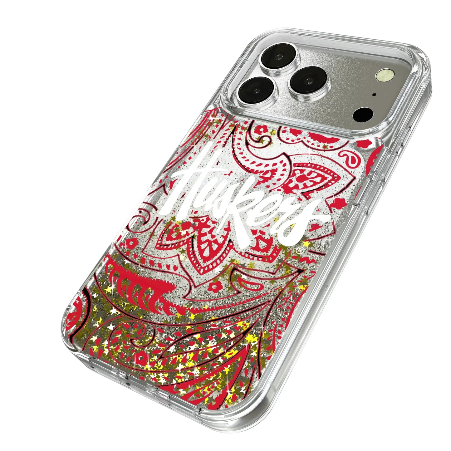University of Nebraska Huskers Paisley Glitter Phone Case for Apple iPhone