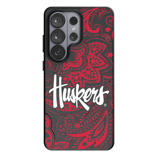 University of Nebraska Huskers Paisley MagSafe Compatible Phone Case for Samsung Galaxy
