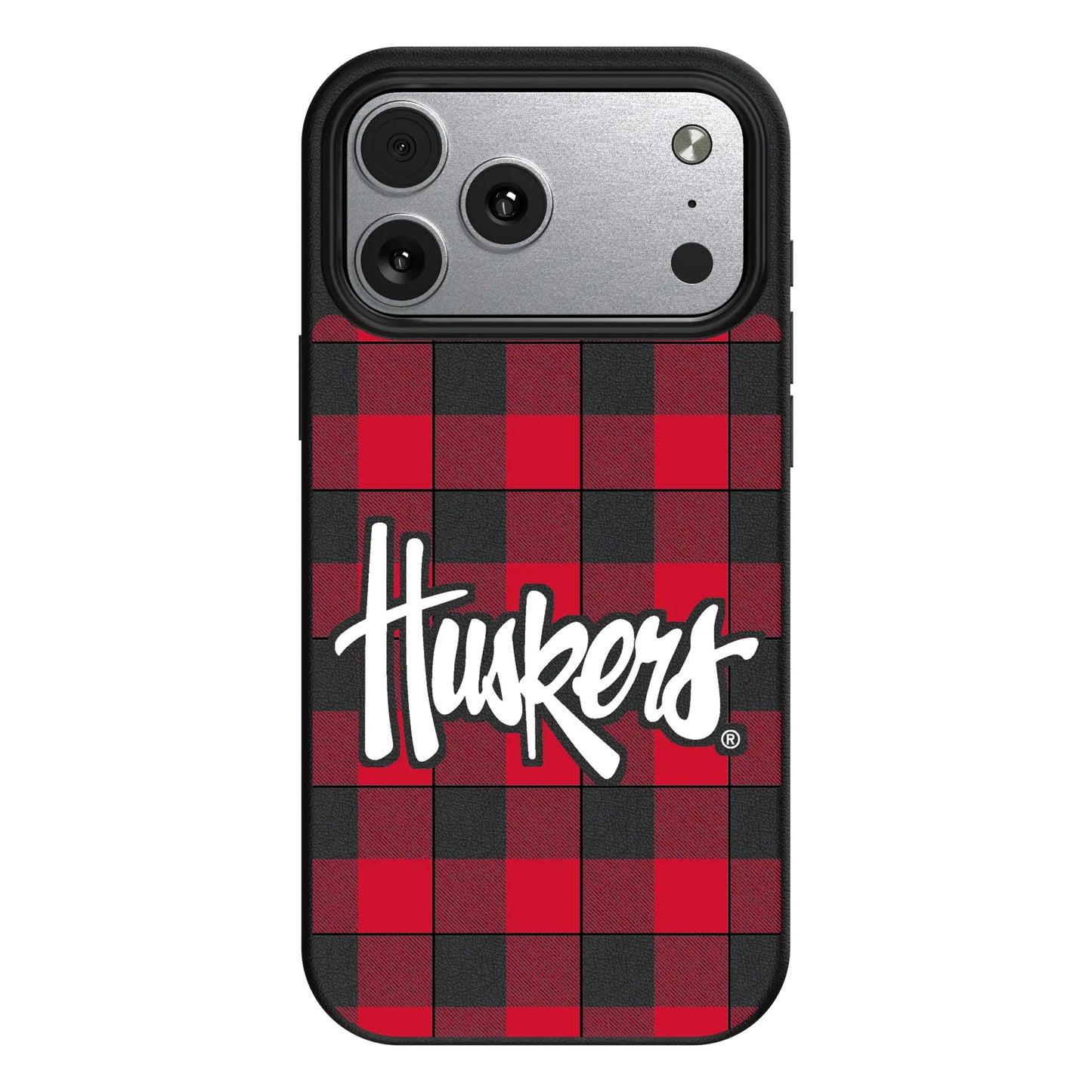 University of Nebraska Huskers Plaid MagSafe Compatible Phone Case for Apple iPhone