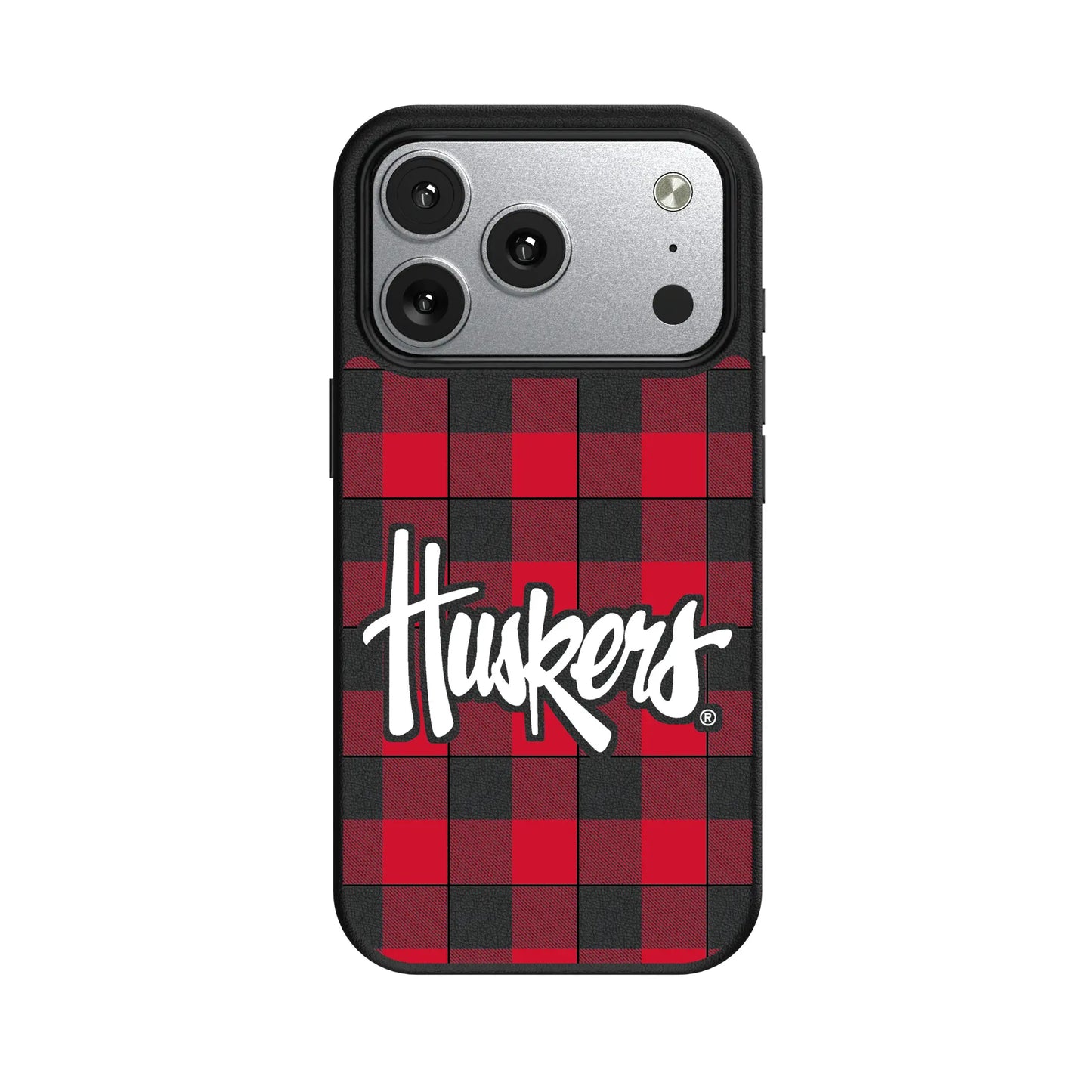 University of Nebraska Huskers Plaid MagSafe Compatible Phone Case for Apple iPhone