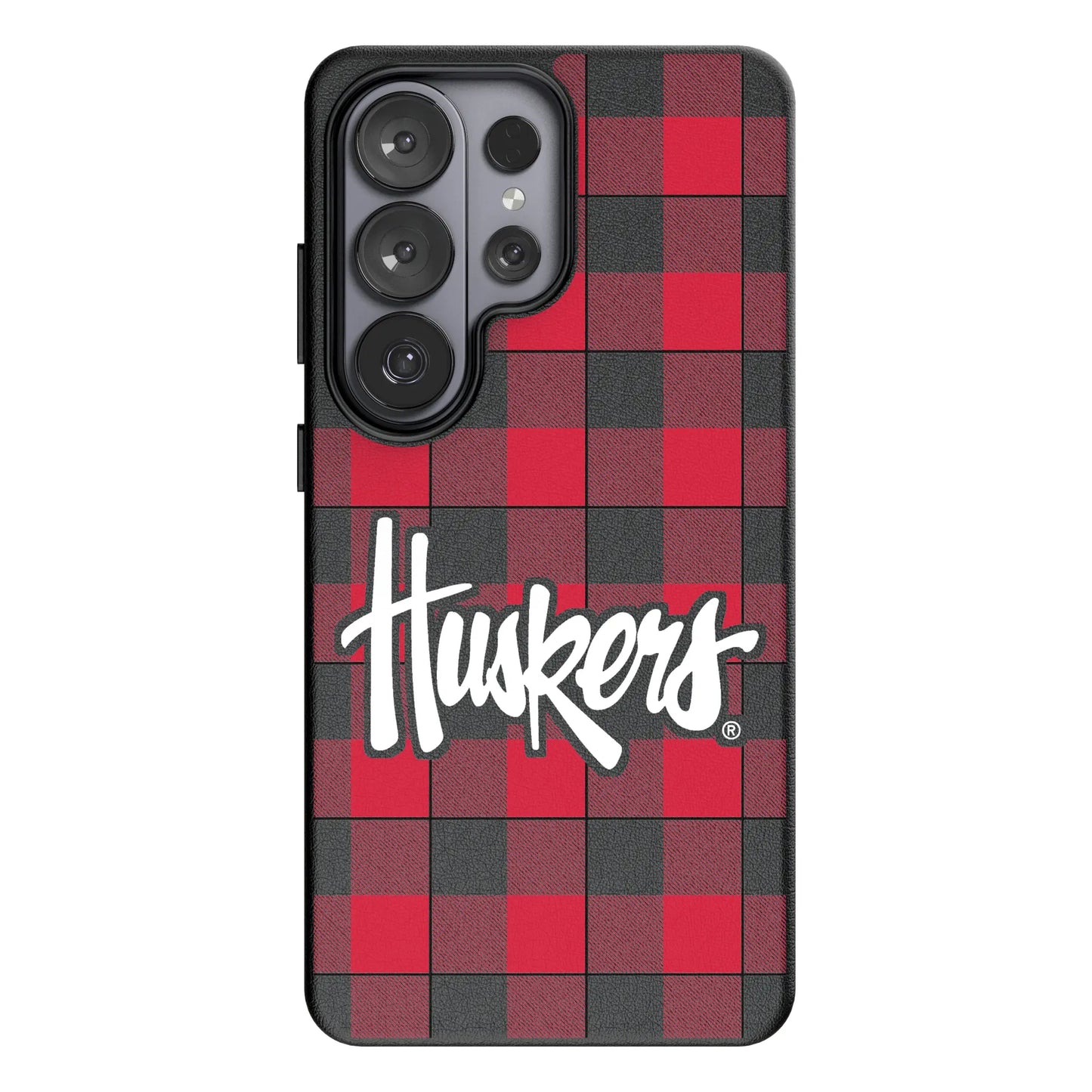 University of Nebraska Huskers Plaid MagSafe Compatible Phone Case for Samsung Galaxy
