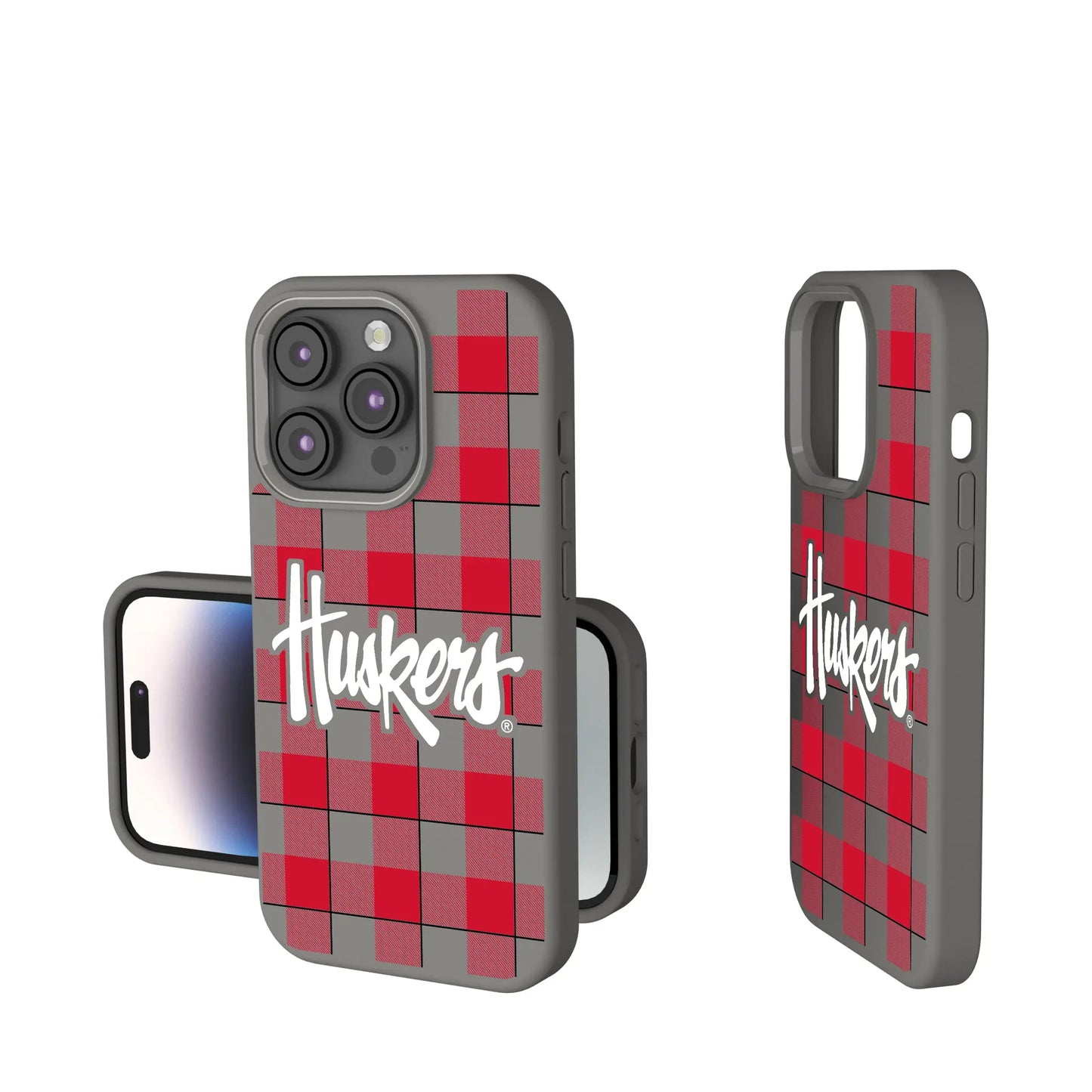 University of Nebraska Huskers Plaid Soft Touch Phone Case for Apple iPhone