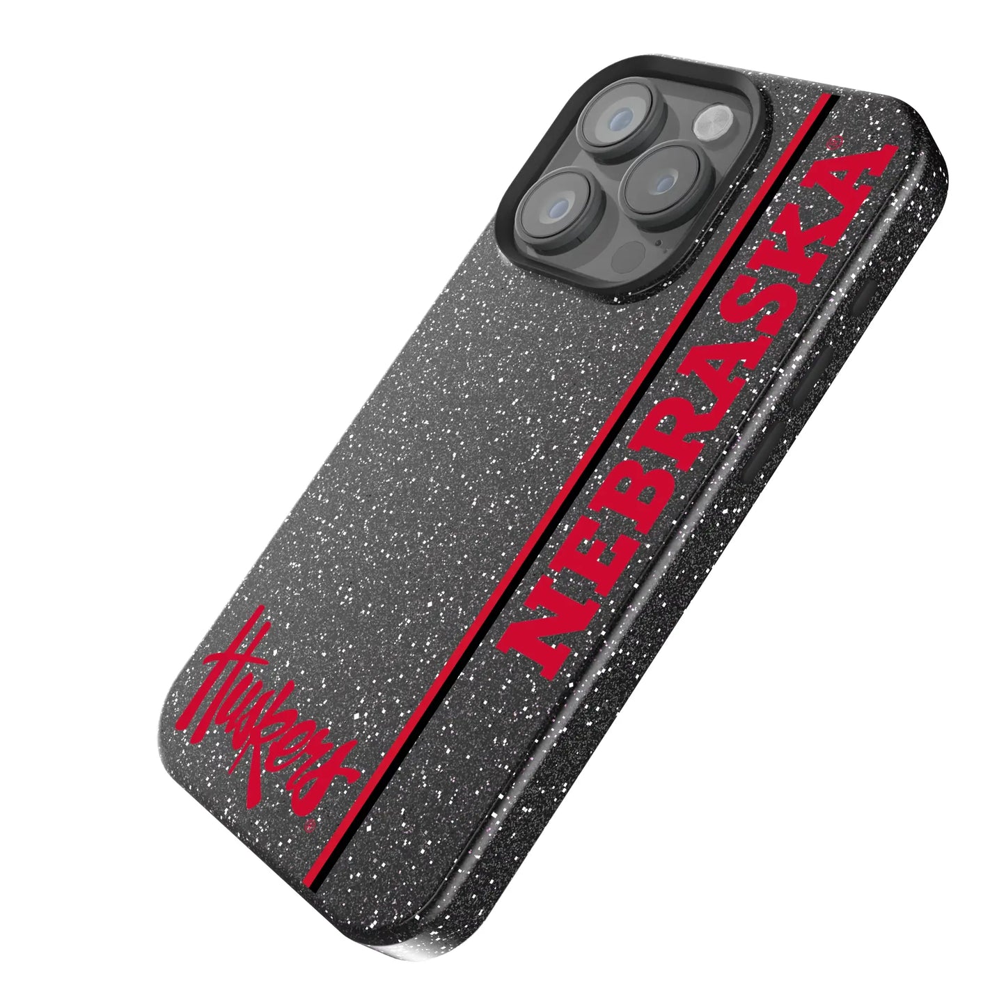 University of Nebraska Huskers Sidebar Black Bling Phone Case for Apple iPhone
