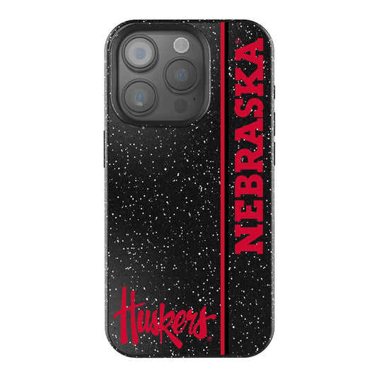 University of Nebraska Huskers Sidebar Black Bling Phone Case for Apple iPhone
