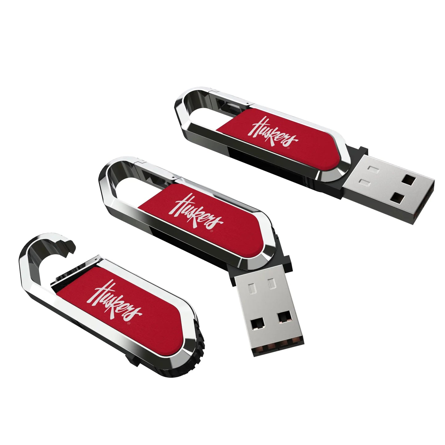 University of Nebraska Huskers Solid USB 64GB Clip Style Flash Drive