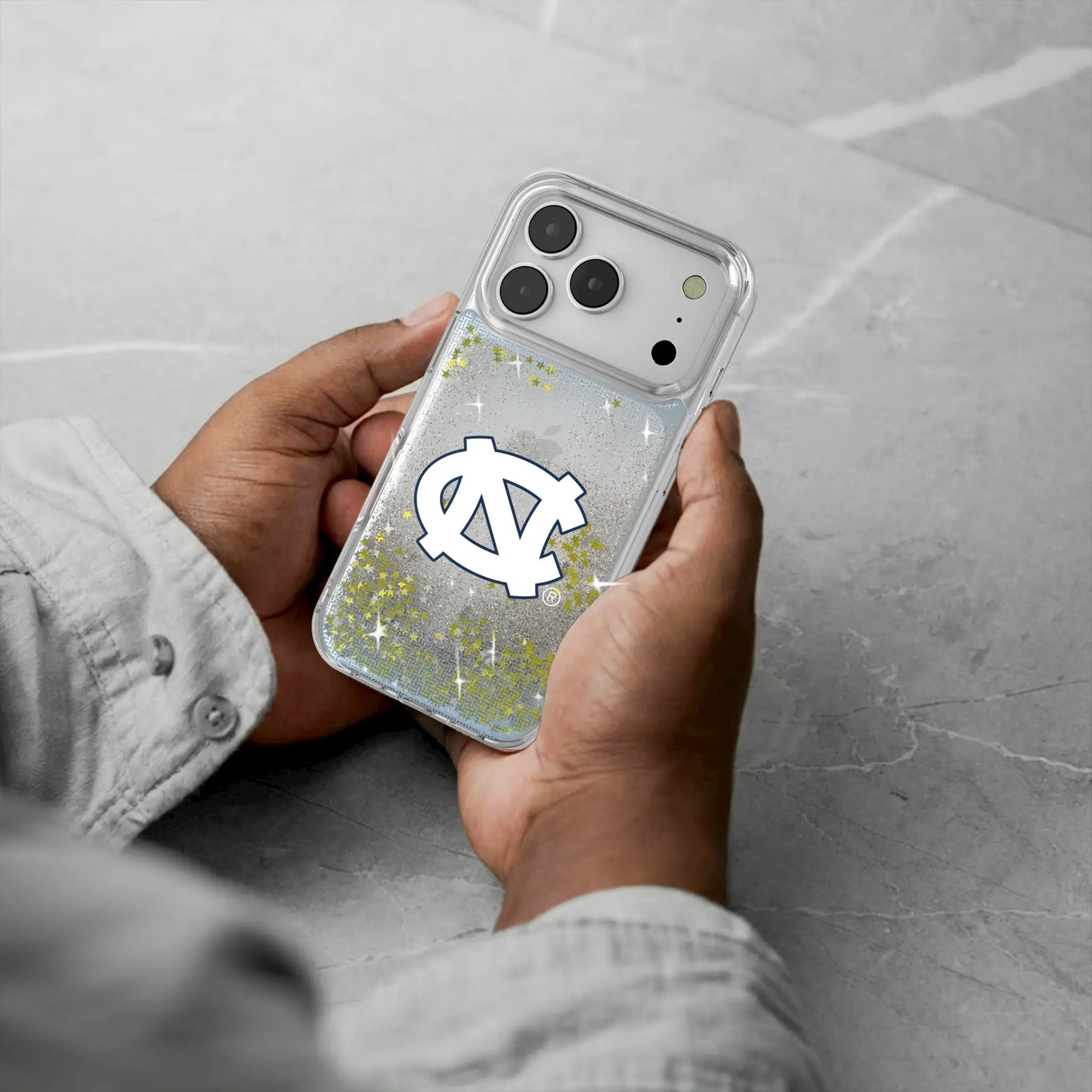 University of North Carolina Tar Heels Linen Glitter Phone Case for Apple iPhone