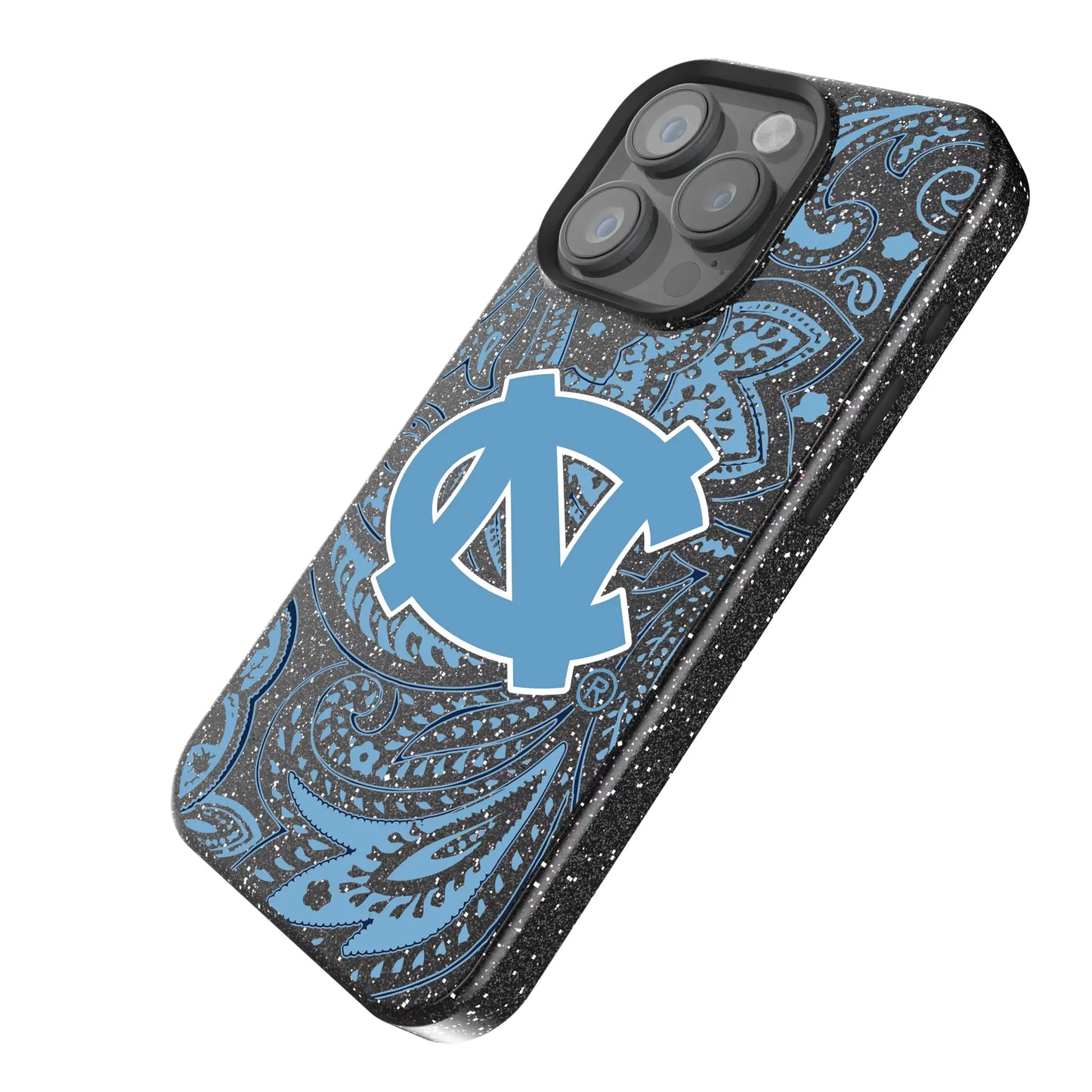 University of North Carolina Tar Heels Paisley Black Bling Phone Case for Apple iPhone