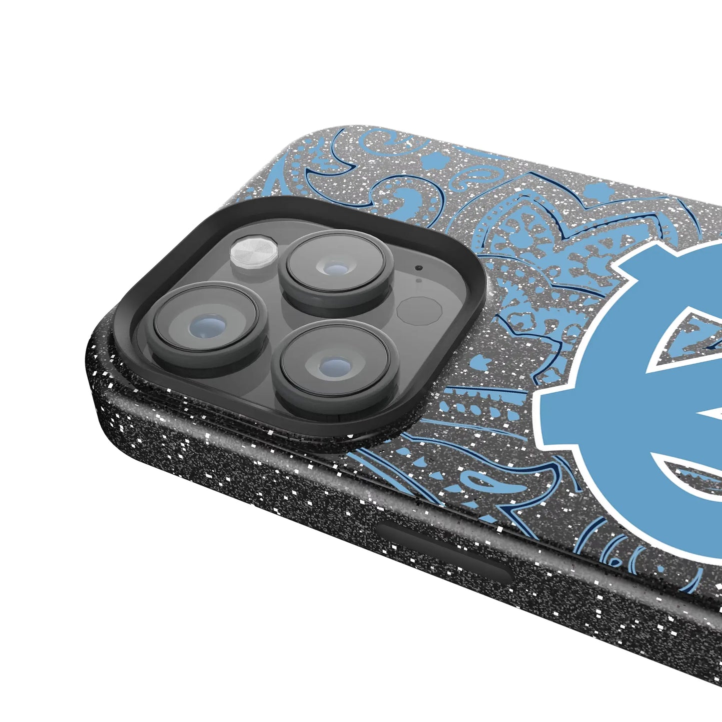 University of North Carolina Tar Heels Paisley Black Bling Phone Case for Apple iPhone