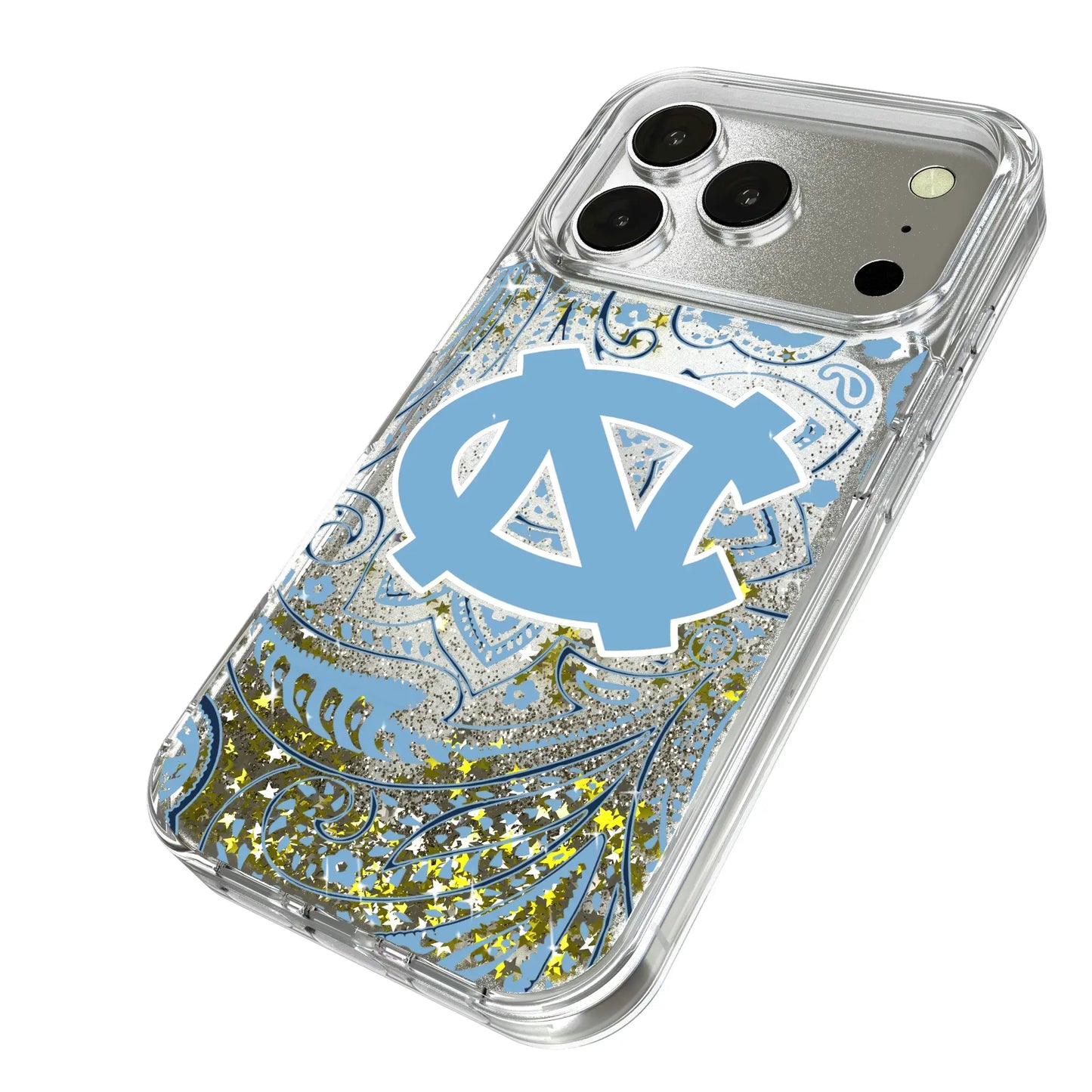 University of North Carolina Tar Heels Paisley Glitter Phone Case for Apple iPhone