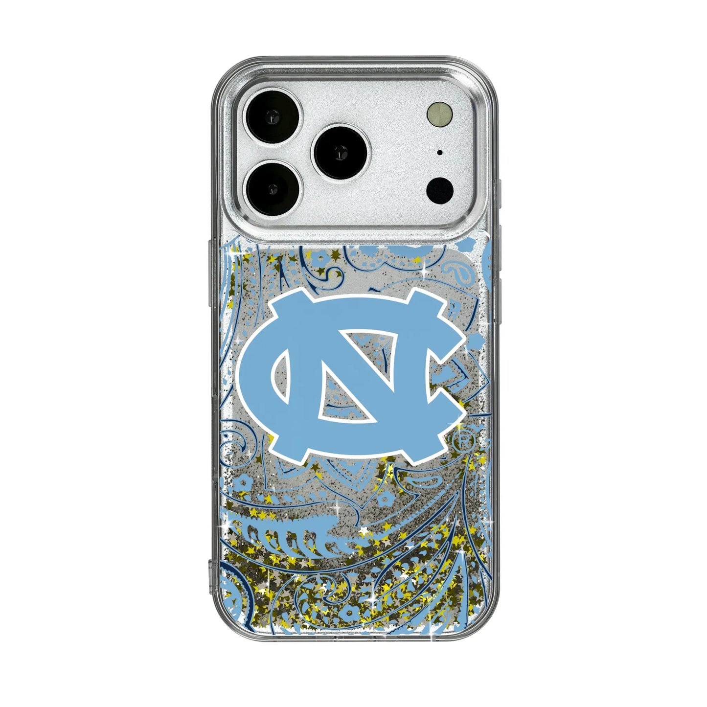 University of North Carolina Tar Heels Paisley Glitter Phone Case for Apple iPhone