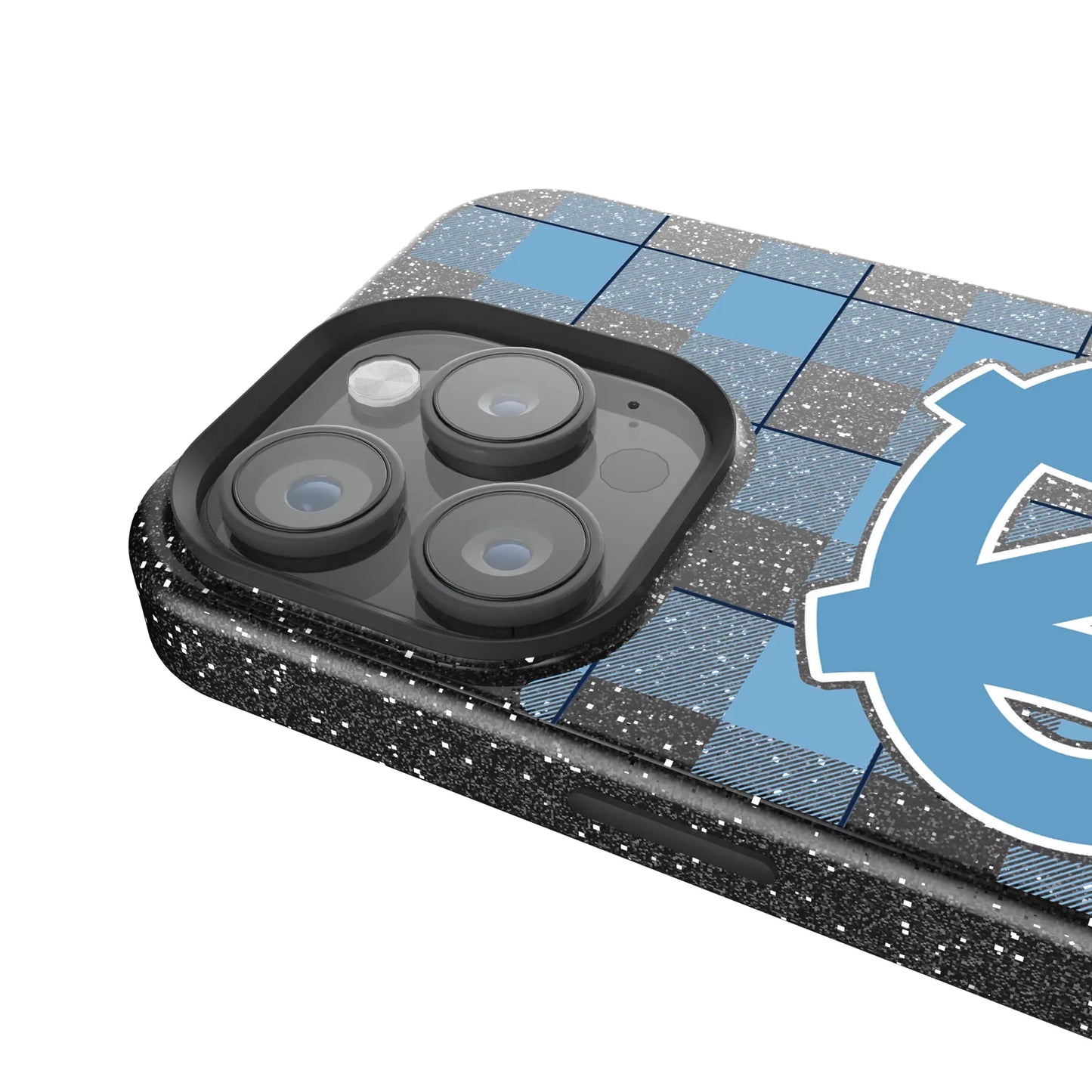 University of North Carolina Tar Heels Plaid Black Bling Phone Case for Apple iPhone