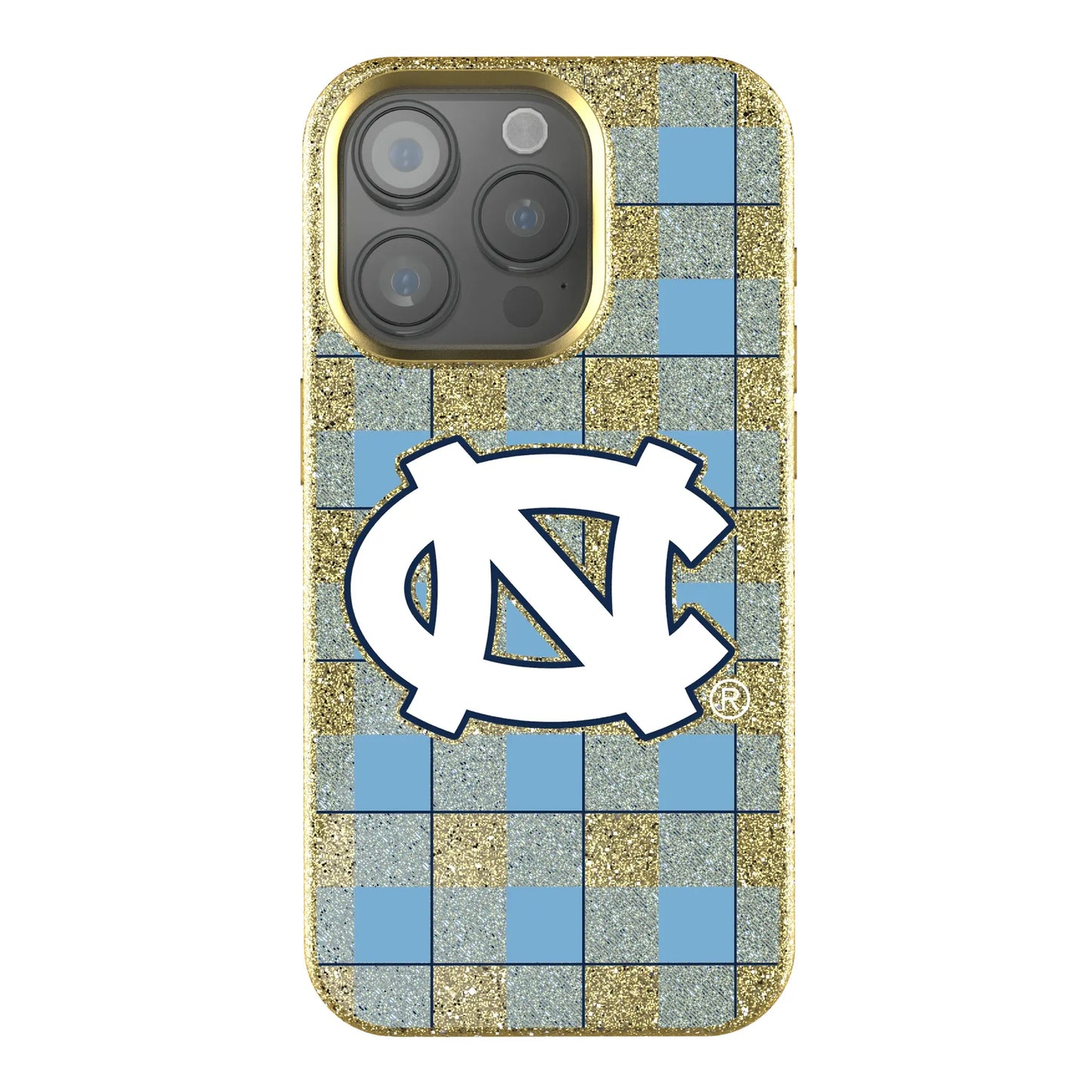 University of North Carolina Tar Heels Plaid Bling Phone Case for Apple iPhone