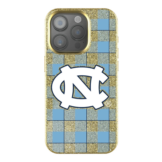 University of North Carolina Tar Heels Plaid Bling Phone Case for Apple iPhone