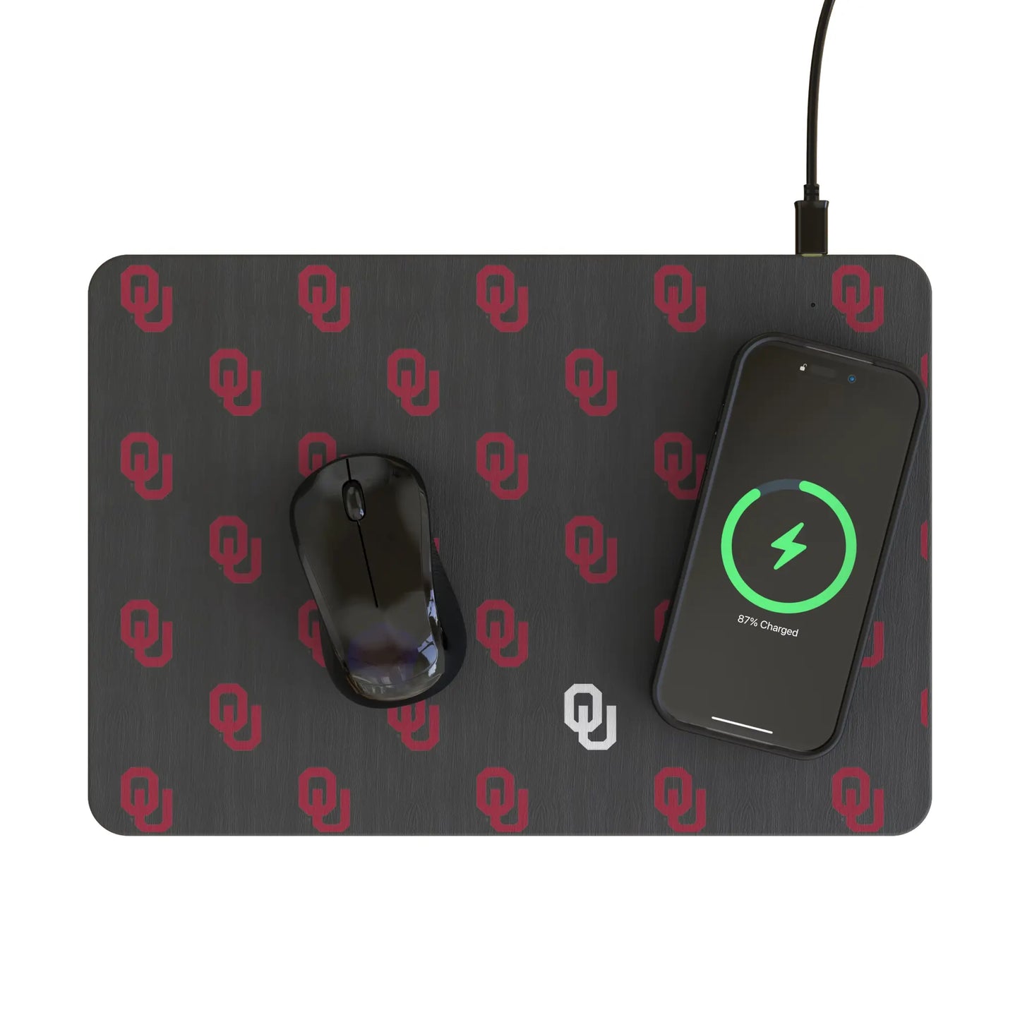 University of Oklahoma Sooners Fashion Pattern 15-Watt Wireless Charger and Mouse Pad