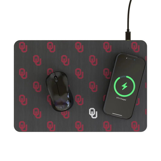 University of Oklahoma Sooners Fashion Pattern 15-Watt Wireless Charger and Mouse Pad