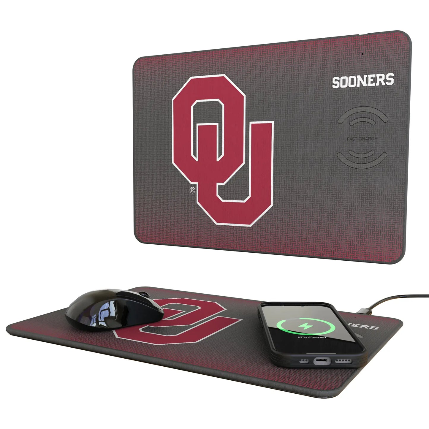 University of Oklahoma Sooners Linen 15-Watt Wireless Charger and Mouse Pad