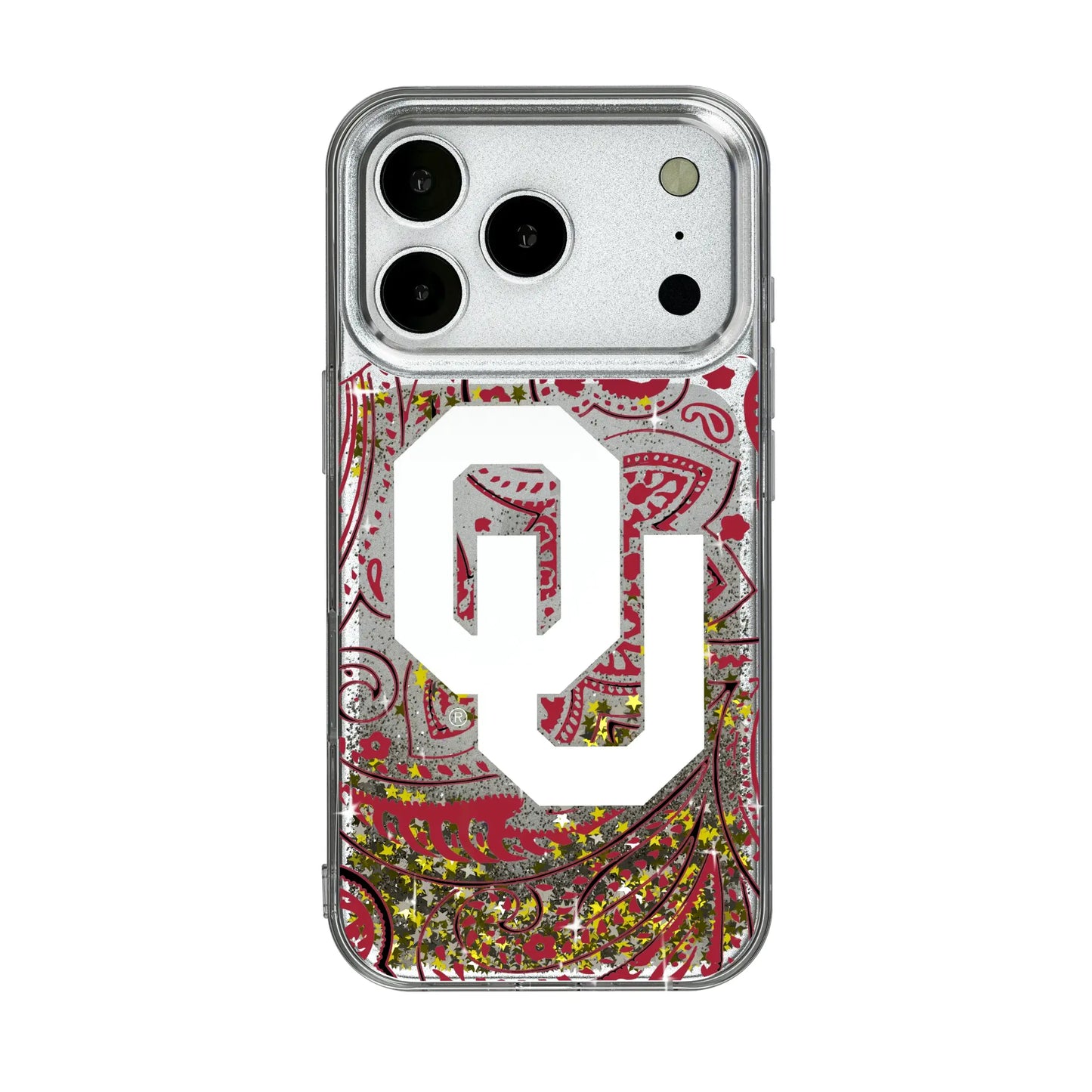 University of Oklahoma Sooners Paisley Glitter Phone Case for Apple iPhone