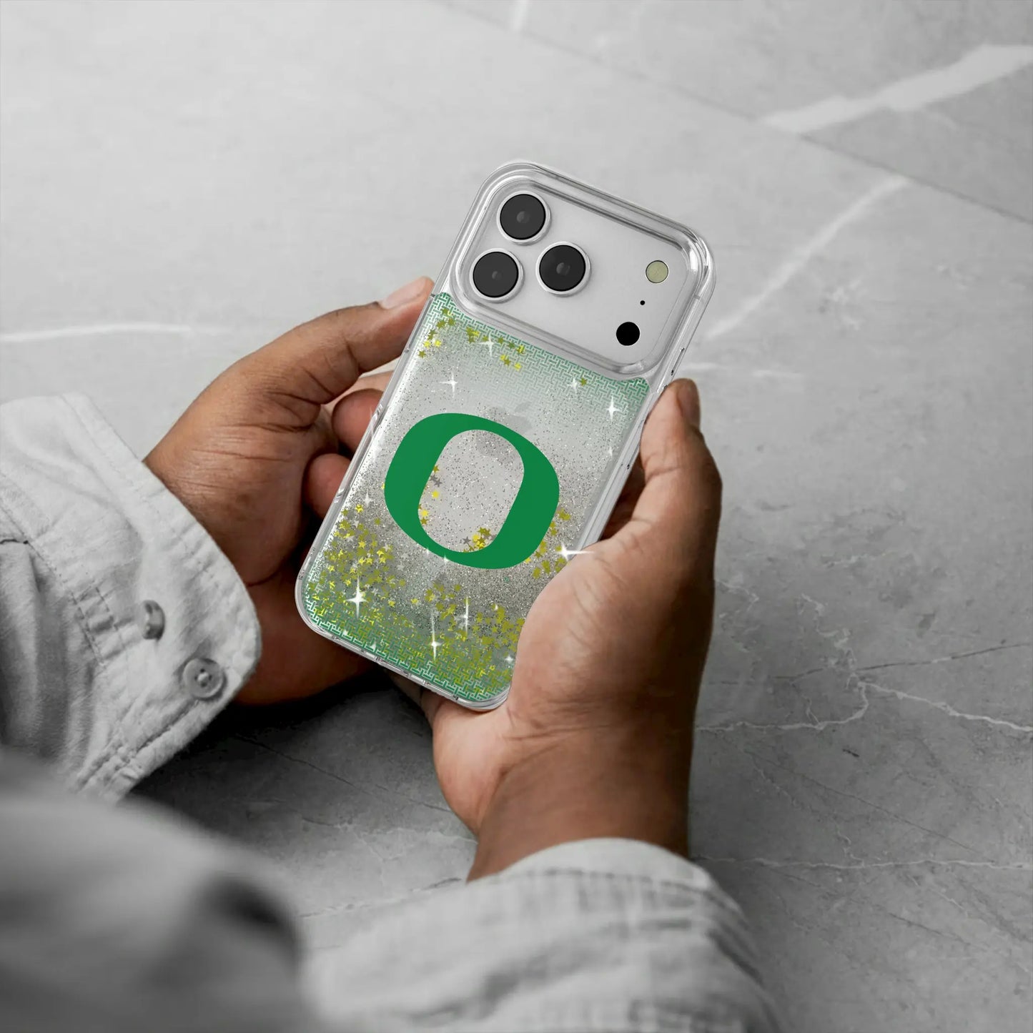 University of Oregon Ducks Linen Glitter Phone Case for Apple iPhone