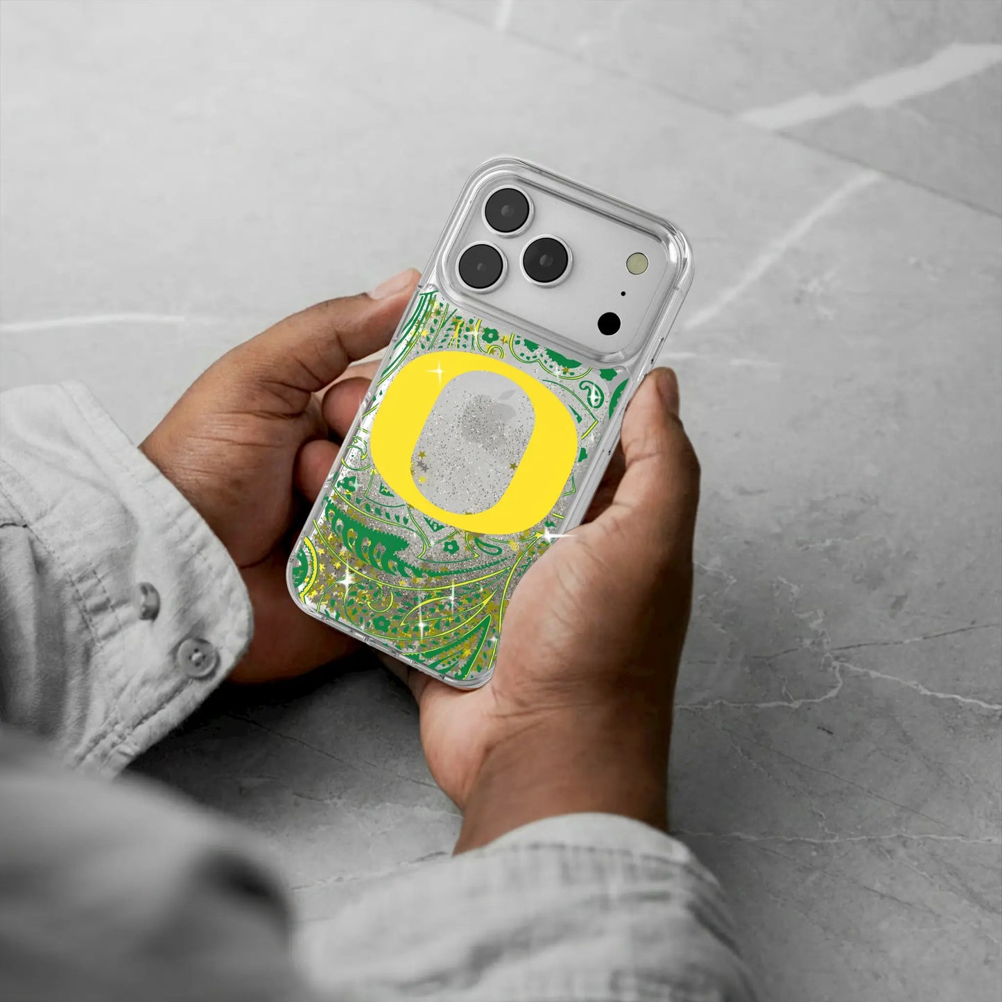 University of Oregon Ducks Paisley Glitter Phone Case for Apple iPhone