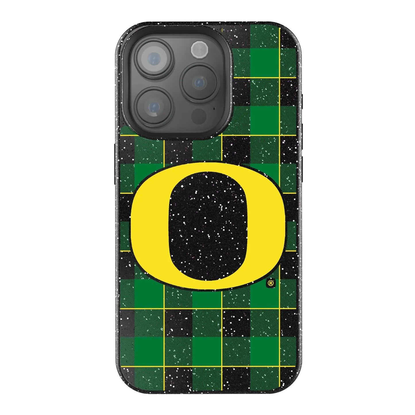 University of Oregon Ducks Plaid Black Bling Phone Case for Apple iPhone