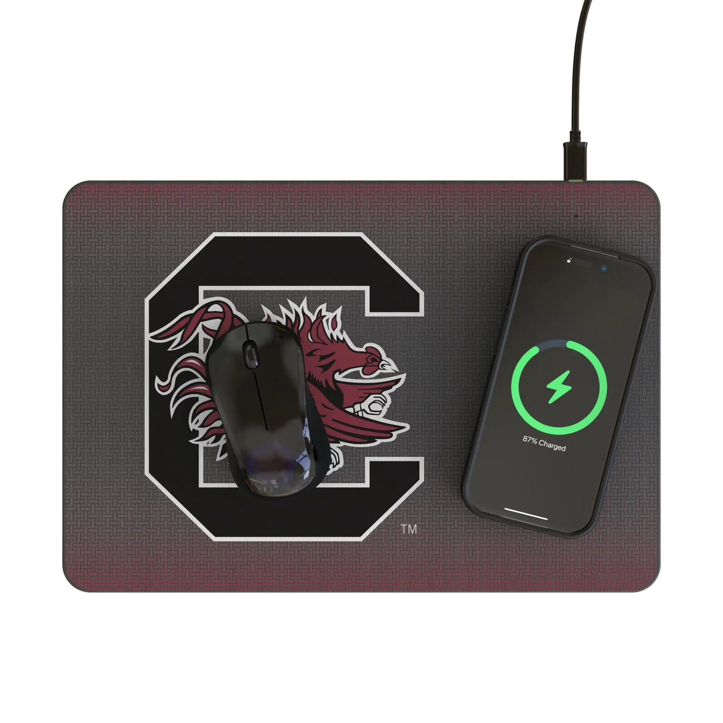 University of South Carolina Gamecocks Linen 15-Watt Wireless Charger and Mouse Pad